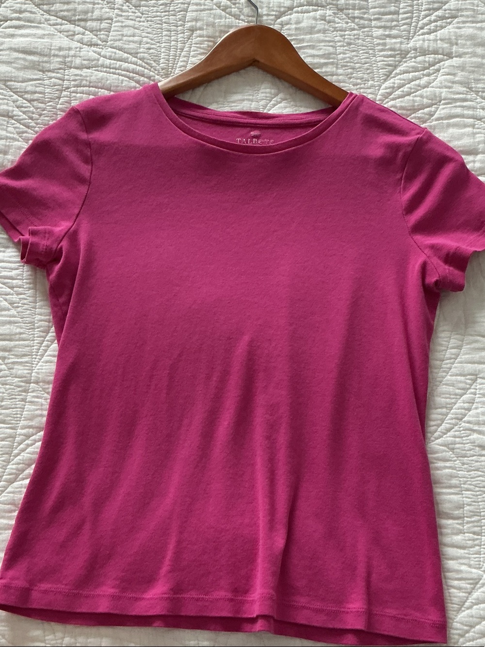 Talbots Short Sleeve Crewneck Tee in Bright Fuchsia